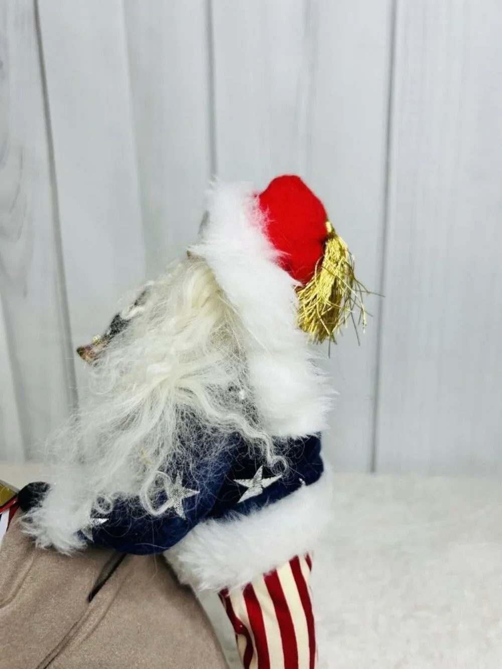 Byers Choice Carolers Patriotic Uncle Sam Santa Claus Red White Blue Vintage